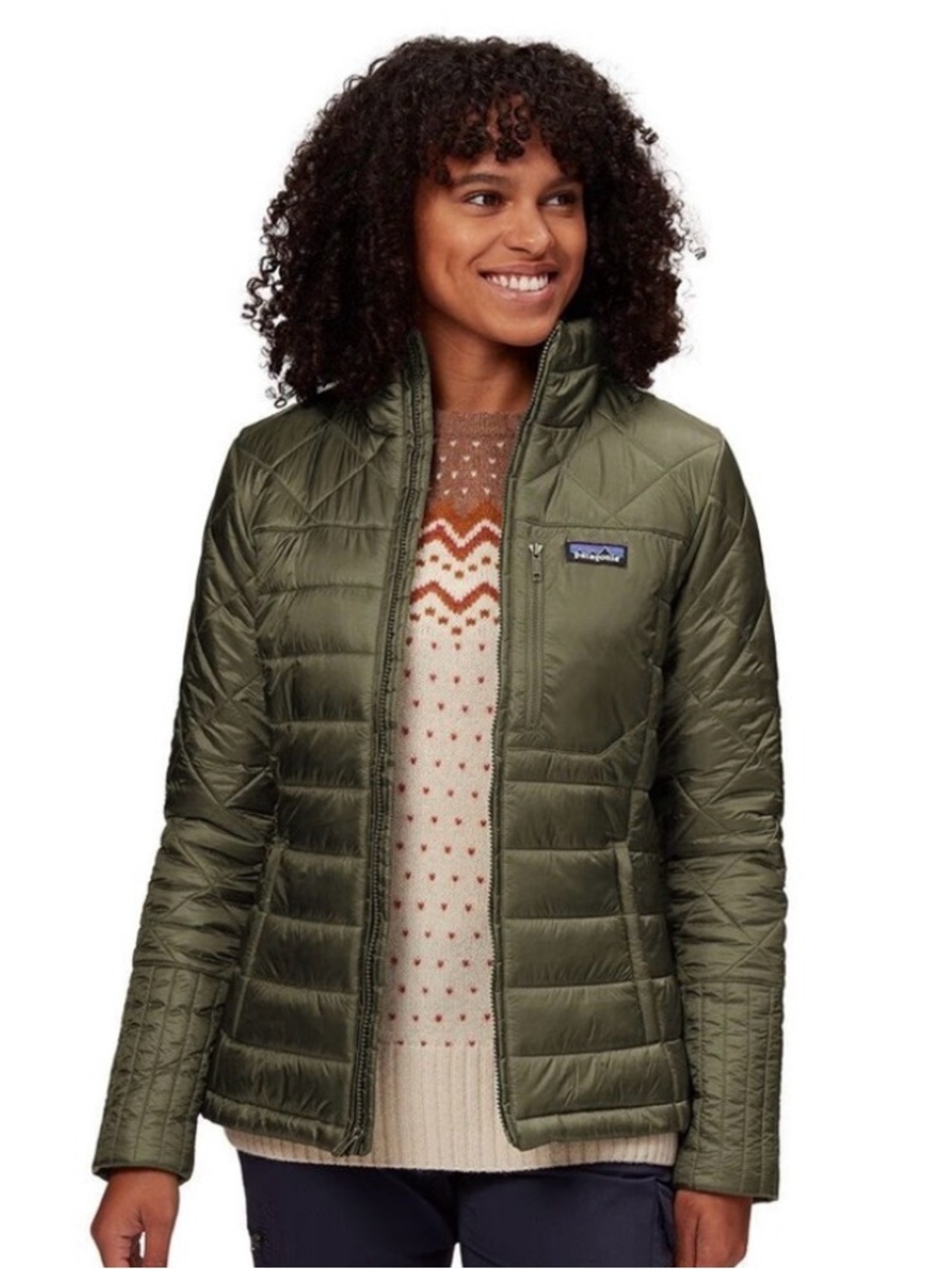 Patagonia Women's Radalie Quilted Puffer Jacket Olive size s